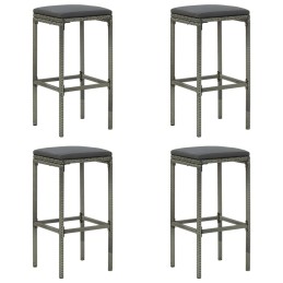Acquista Sgabelli da Bar con Cuscini 4 pz Grigi in Polyrattan con riferimento GHV-313447 della ditta 