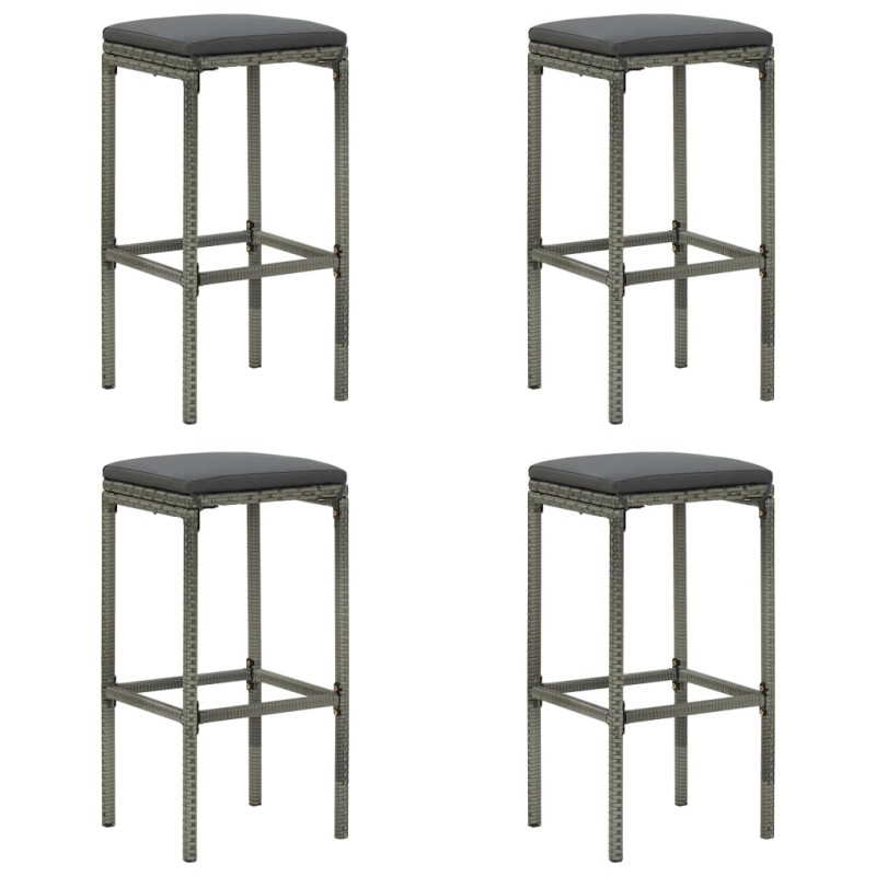 Acquista Sgabelli da Bar con Cuscini 4 pz Grigi in Polyrattan con riferimento GHV-313447 della ditta 