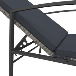 Acquista Lettino Prendisole da Giardino con Cuscino Polyrattan Grigio con riferimento GHV-317636 della ditta 