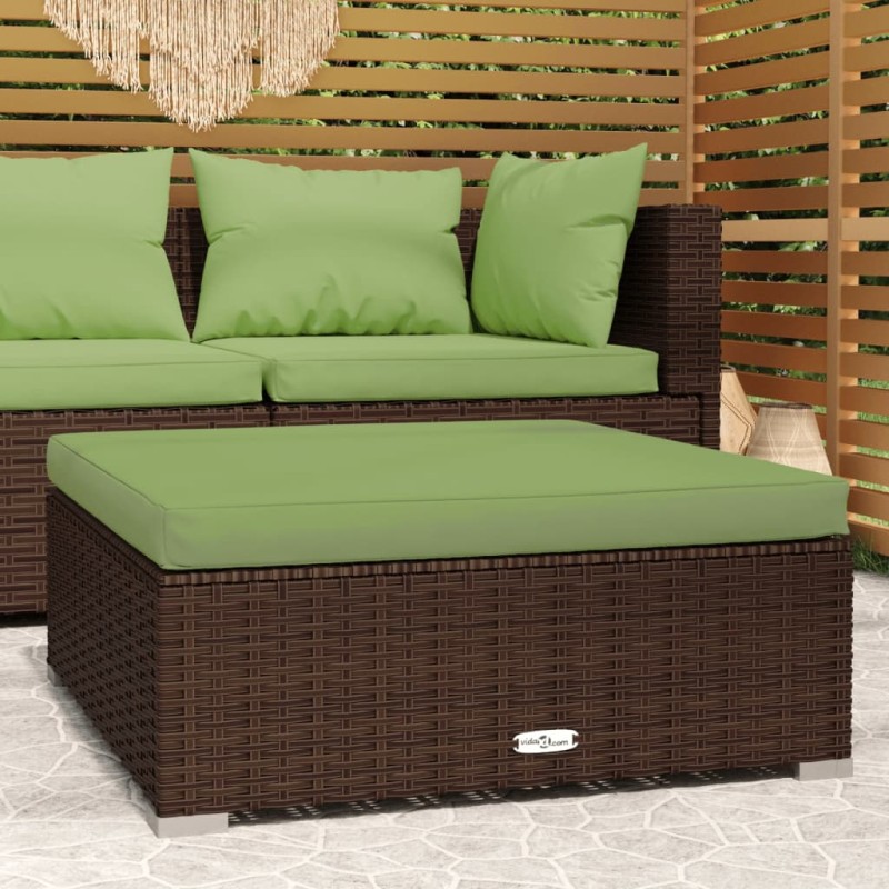 Acquista Poggiapiedi Giardino con Cuscino Marrone 70x70x30 cm Polyrattan con riferimento GHV-317558 della ditta 