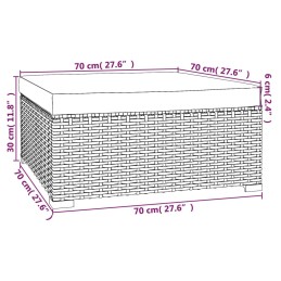 Acquista Poggiapiedi Giardino con Cuscino Marrone 70x70x30 cm Polyrattan con riferimento GHV-317558 della ditta 