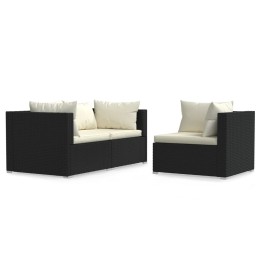 Acquista Set Divani da Giardino 3 pz con Cuscini in Polyrattan Nero con riferimento GHV-317494 della ditta 
