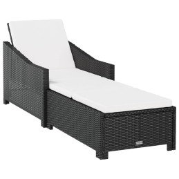 Acquista Lettino Prendisole con Cuscino Bianco Crema in Polyrattan Nero con riferimento GHV-317179 della ditta 