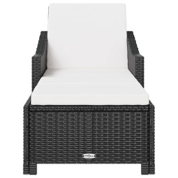 Acquista Lettino Prendisole con Cuscino Bianco Crema in Polyrattan Nero con riferimento GHV-317179 della ditta 