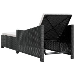 Acquista Lettino Prendisole con Cuscino Bianco Crema in Polyrattan Nero con riferimento GHV-317179 della ditta 
