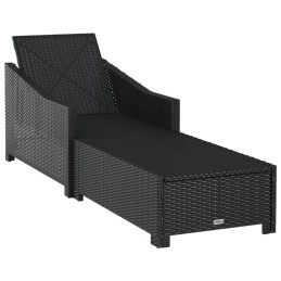 Acquista Lettino Prendisole con Cuscino Bianco Crema in Polyrattan Nero con riferimento GHV-317179 della ditta 