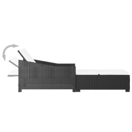 Acquista Lettino Prendisole con Cuscino Bianco Crema in Polyrattan Nero con riferimento GHV-317179 della ditta 