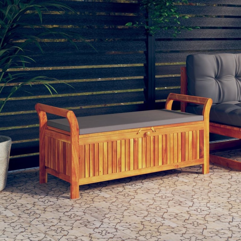 Acquista Panca Portaoggetti Giardino Cuscino 126cm Legno Massello Acacia con riferimento GHV-319717 della ditta 