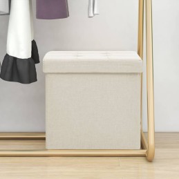 Acquista Sgabello con Contenitore Pieghevole Bianco Crema in Simil Lino con riferimento GHV-338764 della ditta 