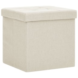 Acquista Sgabello con Contenitore Pieghevole Bianco Crema in Simil Lino con riferimento GHV-338764 della ditta 