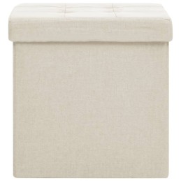 Acquista Sgabello con Contenitore Pieghevole Bianco Crema in Simil Lino con riferimento GHV-338764 della ditta 