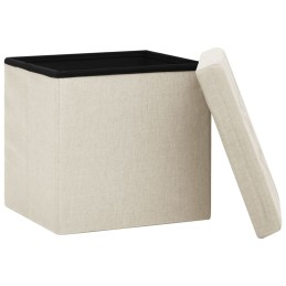 Acquista Sgabello con Contenitore Pieghevole Bianco Crema in Simil Lino con riferimento GHV-338764 della ditta 