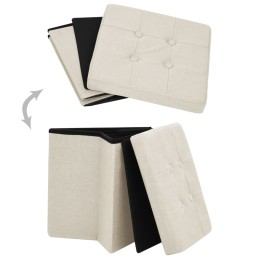 Acquista Sgabello con Contenitore Pieghevole Bianco Crema in Simil Lino con riferimento GHV-338764 della ditta 