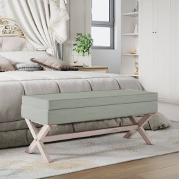 Acquista Sgabello Portaoggetti Grigio chiaro 110x45x49 cm in Velluto con riferimento GHV-344525 della ditta 
