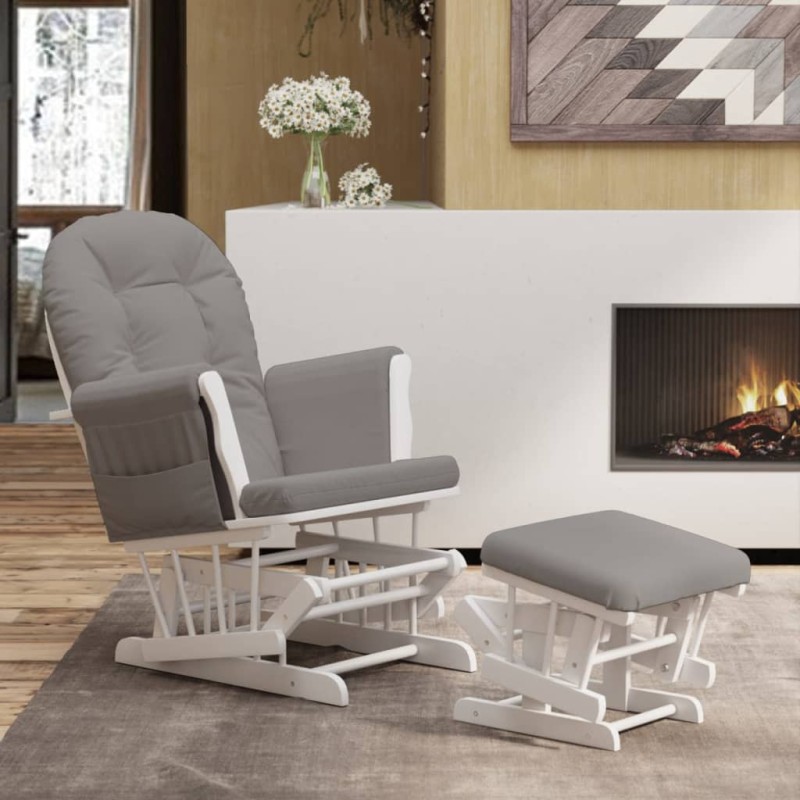 Acquista Poltrona Glider con Sgabello Grigio Chiaro in Tessuto con riferimento GHV-351662 della ditta 