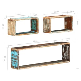 Acquista Set Mensole Cubiche da Parete 3pz in Legno Massello di Recupero con riferimento GHV-285845 della ditta 