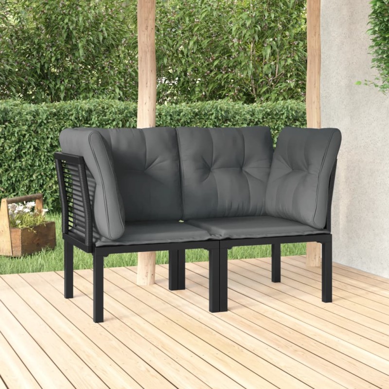 Acquista Poltrone Angolari Giardino Cuscini 2pz Polyrattan Nero e Grigio con riferimento GHV-362801 della ditta 