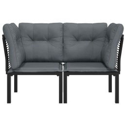 Acquista Poltrone Angolari Giardino Cuscini 2pz Polyrattan Nero e Grigio con riferimento GHV-362801 della ditta 