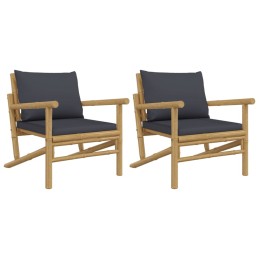 Acquista Sedie da Giardino 2 pz con Cuscini Grigio Scuro in Bambù con riferimento GHV-363466 della ditta 