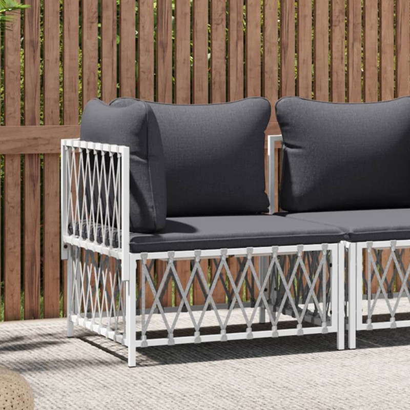 Acquista Divano Angolare Giardino con Cuscini Bianco Tessuto Intrecciato con riferimento GHV-364138 della ditta 