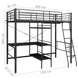 Acquista Letto a Castello con Tavolino Nero in Metallo 90x200 cm con riferimento GHV-287907 della ditta 