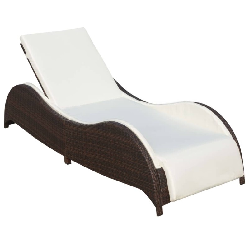 Acquista Lettino Prendisole con Cuscino in Polyrattan Marrone con riferimento GHV-41974 della ditta 