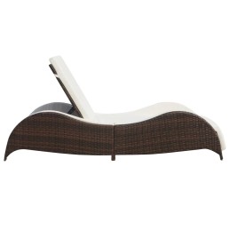 Acquista Lettino Prendisole con Cuscino in Polyrattan Marrone con riferimento GHV-41974 della ditta 
