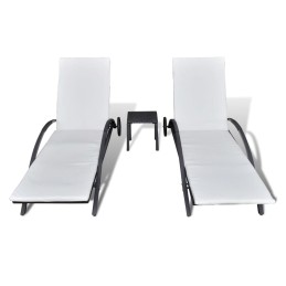 Acquista Lettini Prendisole con Tavolino in Polyrattan Nero con riferimento GHV-42491 della ditta 