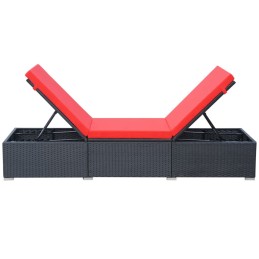 Acquista Lettino Prendisole con Cuscino in Polyrattan Nero con riferimento GHV-44405 della ditta 
