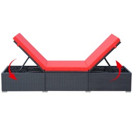 Acquista Lettino Prendisole con Cuscino in Polyrattan Nero con riferimento GHV-44405 della ditta 