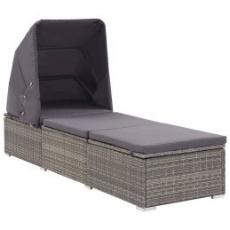 Acquista Lettino Prendisole con Tettuccio e Cuscino in Polyrattan Grigio con riferimento GHV-46248 della ditta 