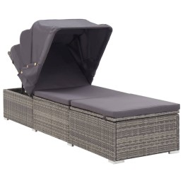 Acquista Lettino Prendisole con Tettuccio e Cuscino in Polyrattan Grigio con riferimento GHV-46248 della ditta 