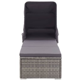 Acquista Lettino Prendisole con Tettuccio e Cuscino in Polyrattan Grigio con riferimento GHV-46248 della ditta 