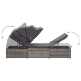Acquista Lettino Prendisole con Tettuccio e Cuscino in Polyrattan Grigio con riferimento GHV-46248 della ditta 