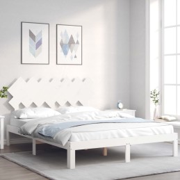 Acquista Giroletto con Testiera Bianco 140x190 cm in Legno Massello con riferimento GHV-3193707 della ditta 