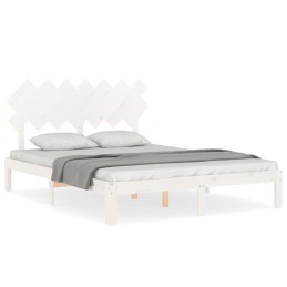 Acquista Giroletto con Testiera Bianco 140x190 cm in Legno Massello con riferimento GHV-3193707 della ditta 