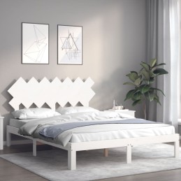 Acquista Giroletto con Testiera Bianco 140x190 cm in Legno Massello con riferimento GHV-3193707 della ditta 