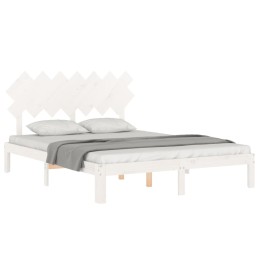 Acquista Giroletto con Testiera Bianco 140x190 cm in Legno Massello con riferimento GHV-3193707 della ditta 