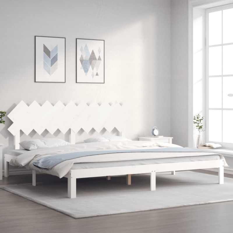 Acquista Giroletto con Testiera Bianco 200x200 cm in Legno Massello con riferimento GHV-3193747 della ditta 