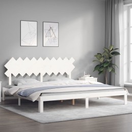 Acquista Giroletto con Testiera Bianco 200x200 cm in Legno Massello con riferimento GHV-3193747 della ditta 