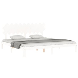 Acquista Giroletto con Testiera Bianco 200x200 cm in Legno Massello con riferimento GHV-3193747 della ditta 