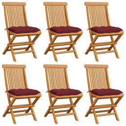 Acquista Sedie da Giardino con Cuscini Rosso Vino 6 pz Massello di Teak con riferimento GHV-3065614 della ditta 