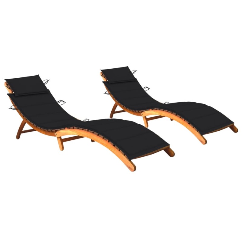 Acquista Lettini Prendisole 2 pz con Cuscini in Legno Massello d'Acacia con riferimento GHV-3077368 della ditta 