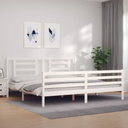 Acquista Giroletto con Testiera Bianco 200x200 cm in Legno Massello con riferimento GHV-3194722 della ditta 