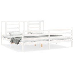Acquista Giroletto con Testiera Bianco 200x200 cm in Legno Massello con riferimento GHV-3194722 della ditta 