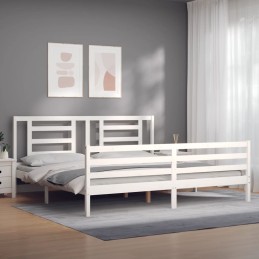 Acquista Giroletto con Testiera Bianco 200x200 cm in Legno Massello con riferimento GHV-3194722 della ditta 