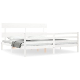 Acquista Giroletto con Testiera Bianco 200x200 cm in Legno Massello con riferimento GHV-3195112 della ditta 