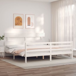 Acquista Giroletto con Testiera Bianco 200x200 cm in Legno Massello con riferimento GHV-3195112 della ditta 