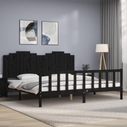 Acquista Giroletto con Testiera Nero 200x200 cm in Legno Massello con riferimento GHV-3192320 della ditta 