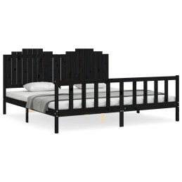 Acquista Giroletto con Testiera Nero 200x200 cm in Legno Massello con riferimento GHV-3192320 della ditta 